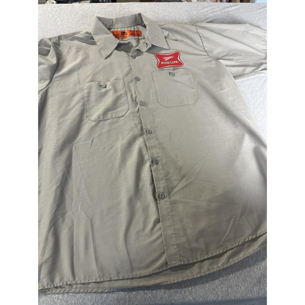 Red Kap Miller High Life Work Shirt Gray Mens XL Beer Uniform Vintage Costume